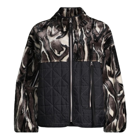 NWT UGG Marlene Quilted Zip Up Jacket 1122150 Black / Marble Women Size Medium